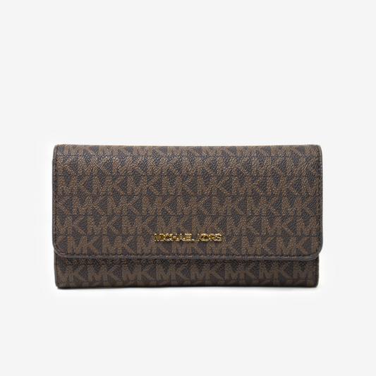 Billetera Michael Kors Jet Set - Brown Signature