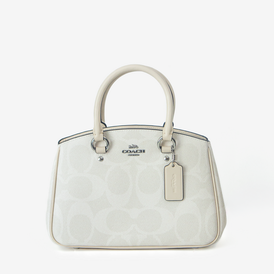 Coach Rowan Satchel – Blanco con beige