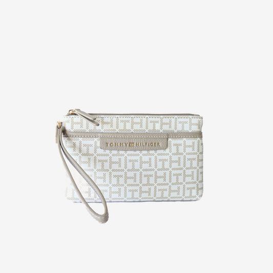 Billetera Wristlet Tommy Hilfiger – Beige/Blanco