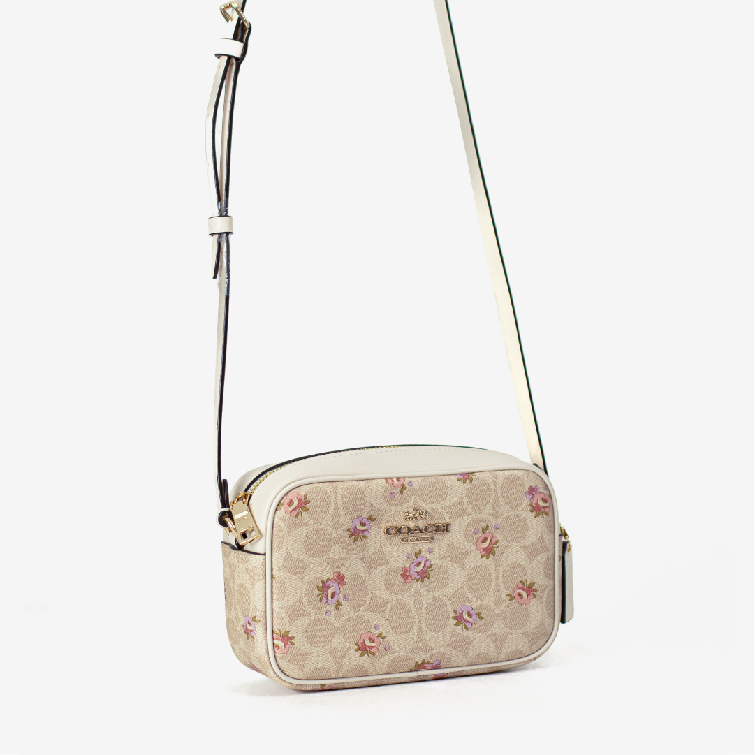 Mini Jamie Camera Bag In Signature Canvas With Floral Print