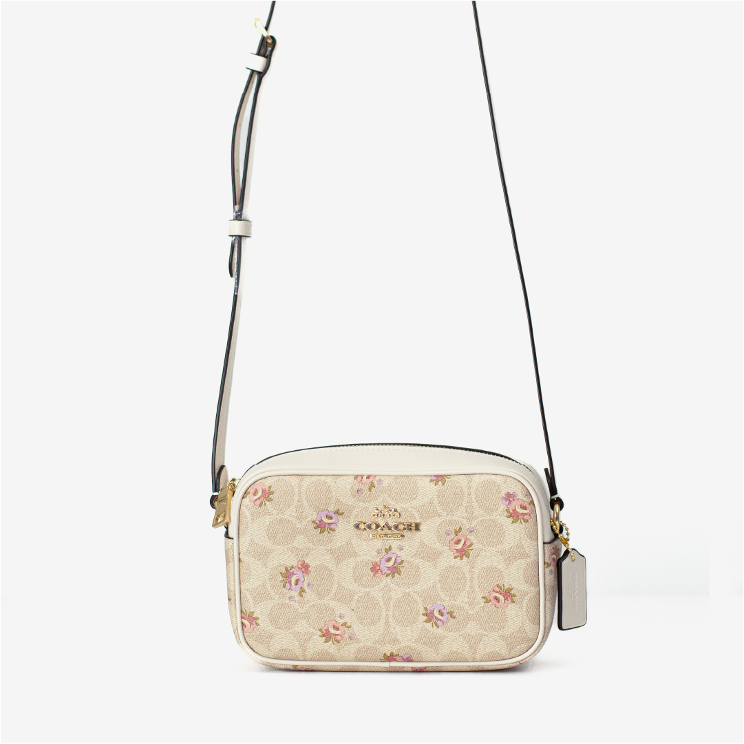 Mini Jamie Camera Bag In Signature Canvas With Floral Print