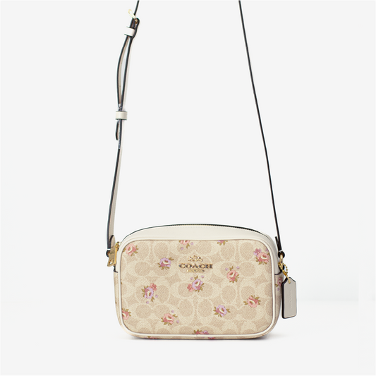 Mini Jamie Camera Bag In Signature Canvas With Floral Print