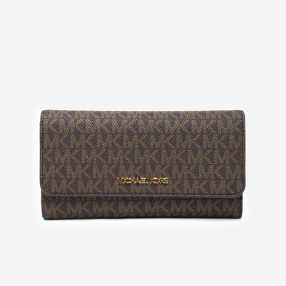 Billetera Michael Kors Jet Set - Brown Signature