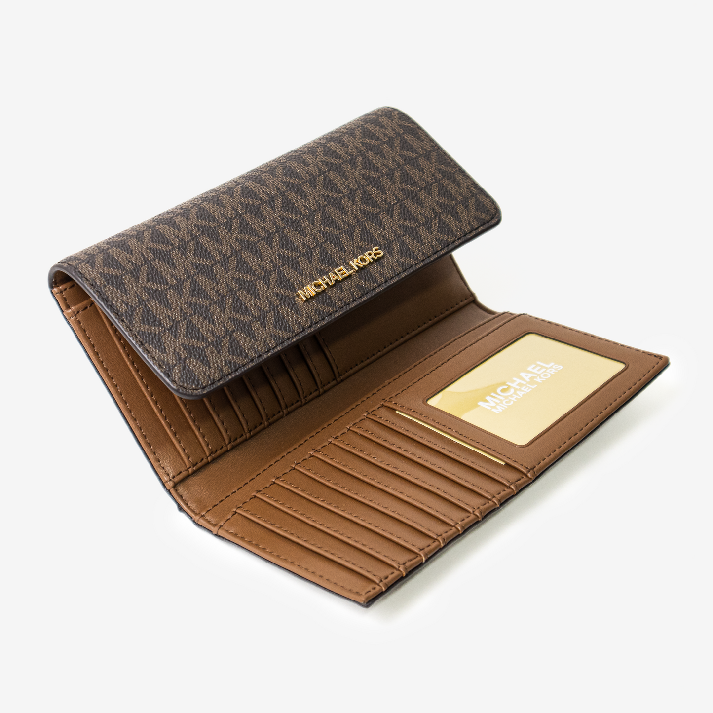 Billetera Michael Kors Jet Set - Brown Signature