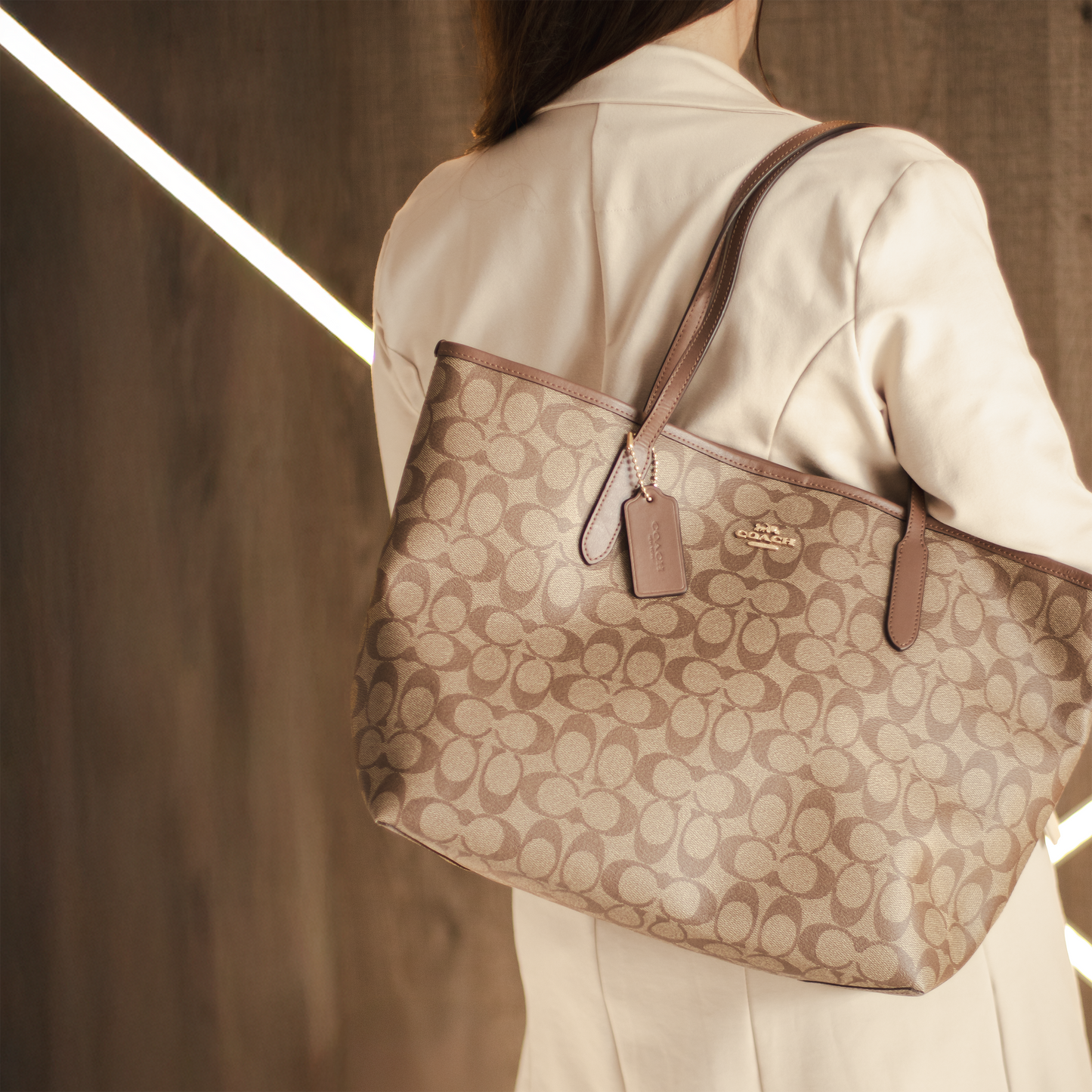 Bolso tote Coach City Signature Canvas – Marrón