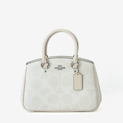 Coach Rowan Satchel – Blanco con beige