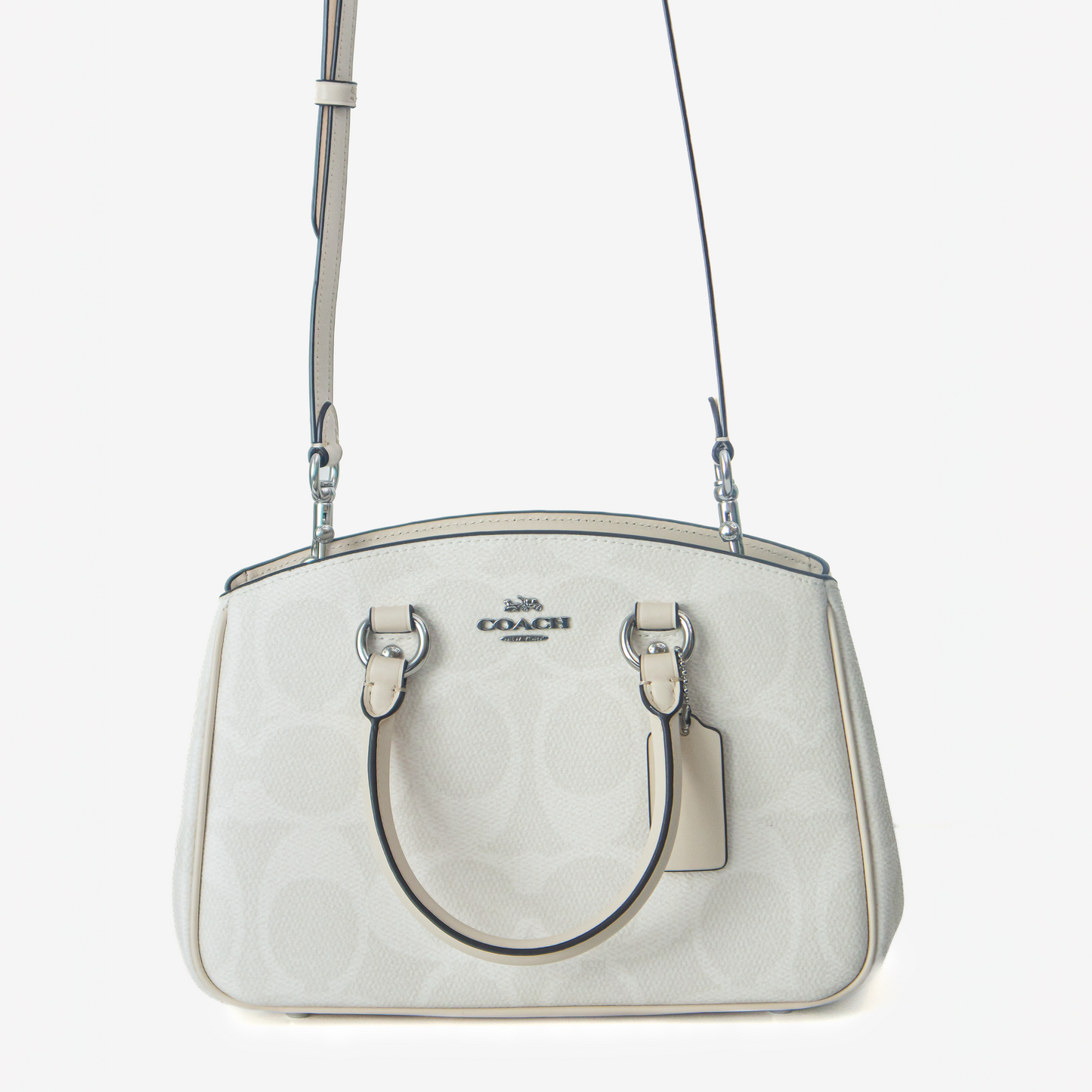 Coach Rowan Satchel – Blanco con beige
