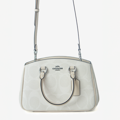 Coach Rowan Satchel – Blanco con beige