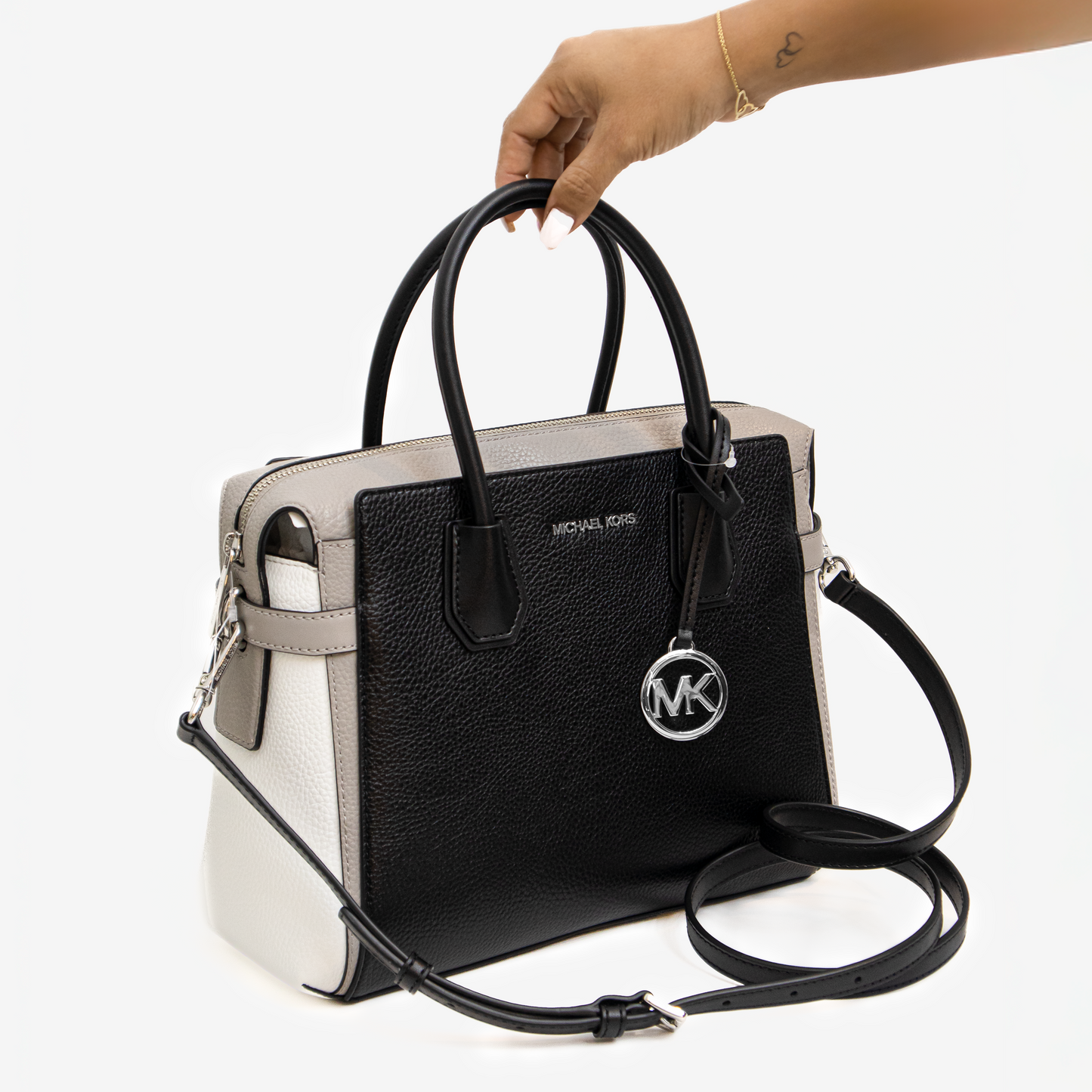 Michael Kors Small Tote Bag Tricolor (Negro, Gris y Blanco)