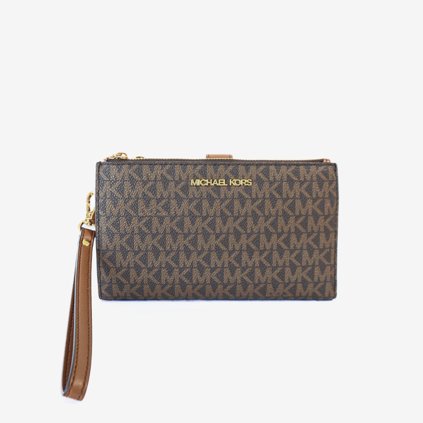 Billetera Michael Kors Jet Set Wristlet – Monograma Marrón