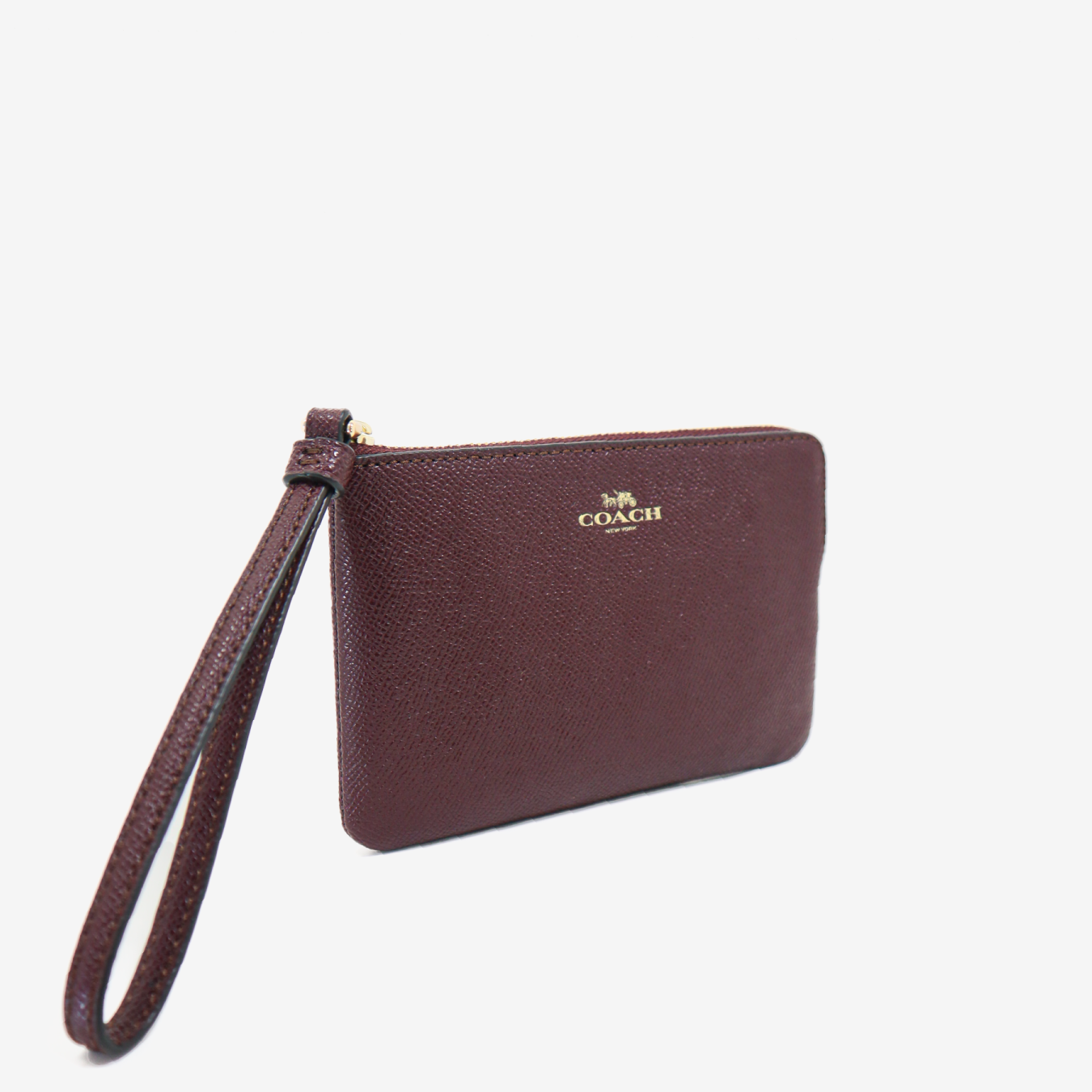 Coach Corner Zip Wristlet - Burdeos