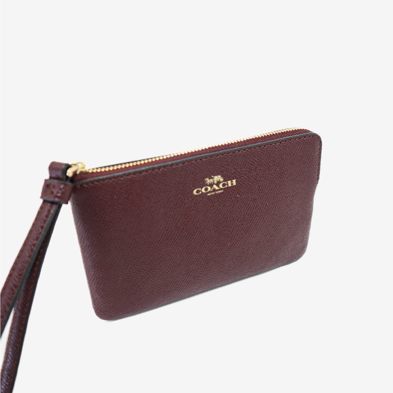 Coach Corner Zip Wristlet - Burdeos