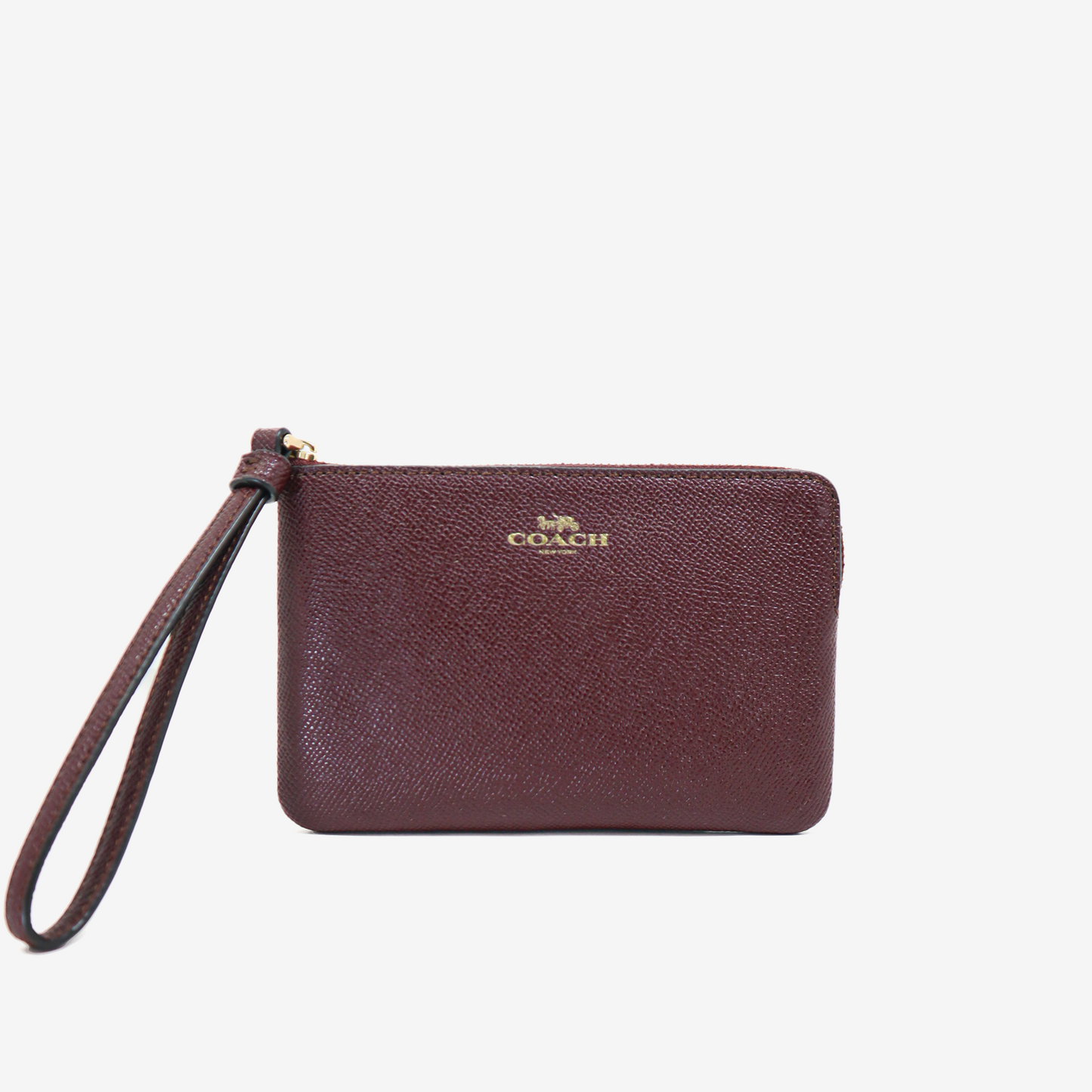 Coach Corner Zip Wristlet - Burdeos