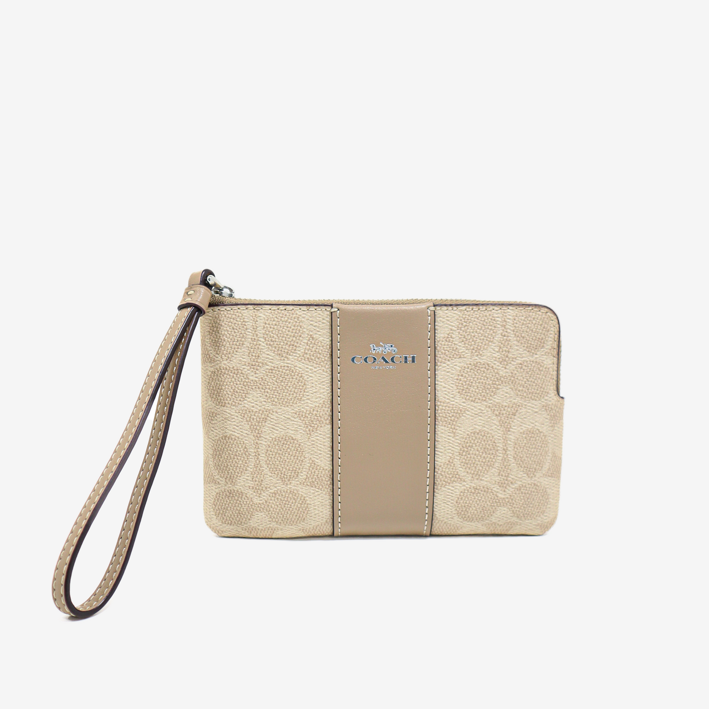 Coach Signature Corner Zip Wristlet - Beige